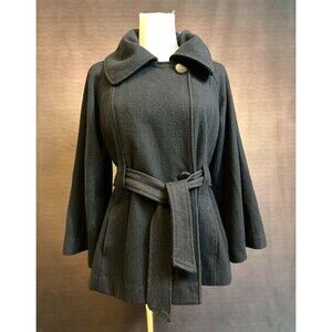 Women’s Black Weather Tamer Wool Dress Coat & Joseph A. Knit Shawl (Small/Med)